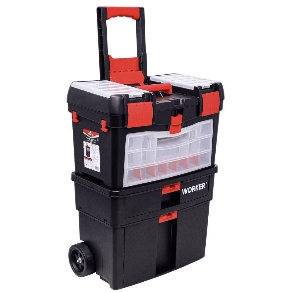 Caixa Plástica Para Ferramentas 24,5`` Com Rodas E Gavetas Worker