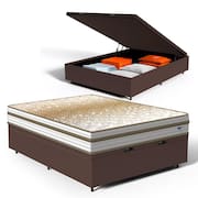 Cama Box Baú com Colchão de Molas Ensacadas Double Face Pillow Euro Alfa Probel Casal 138cm