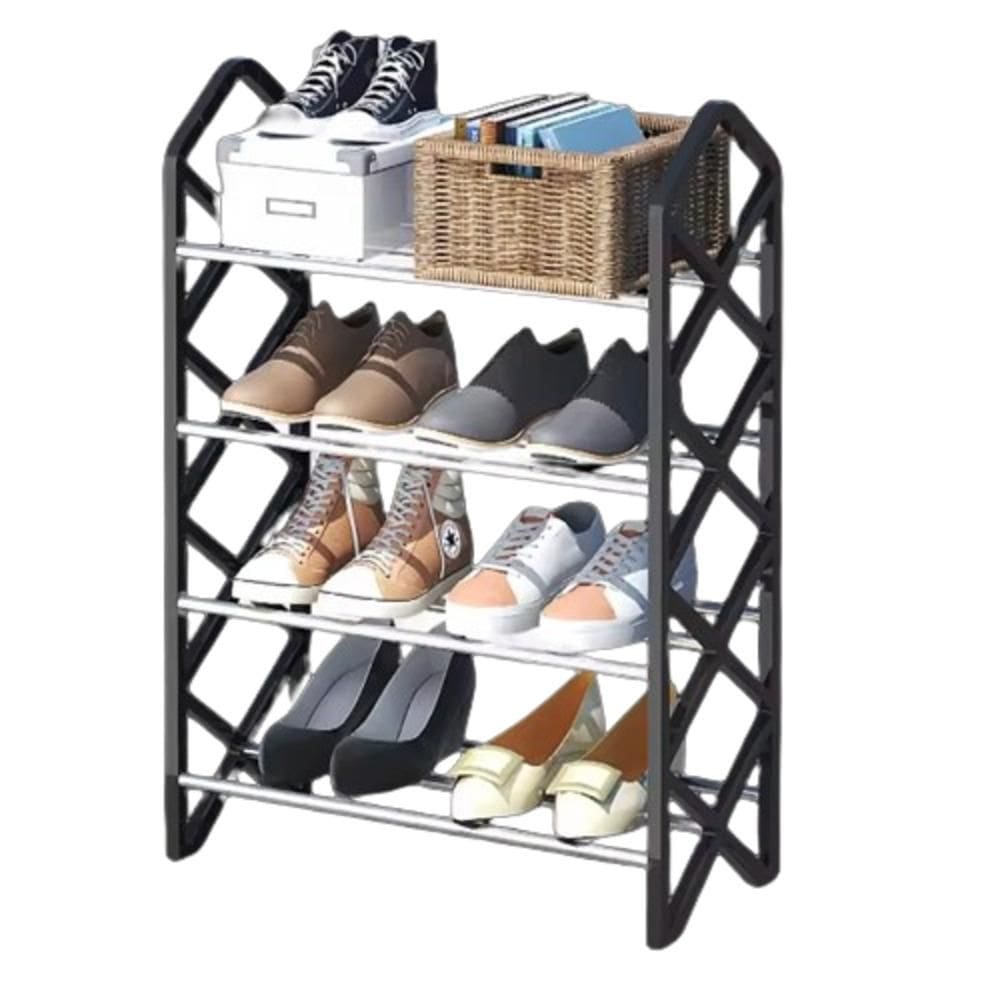 Sapateira Multiuso 8 Pares Organizador 4 Prateleiras Estante Sapato Sala Quarto Porta Hall