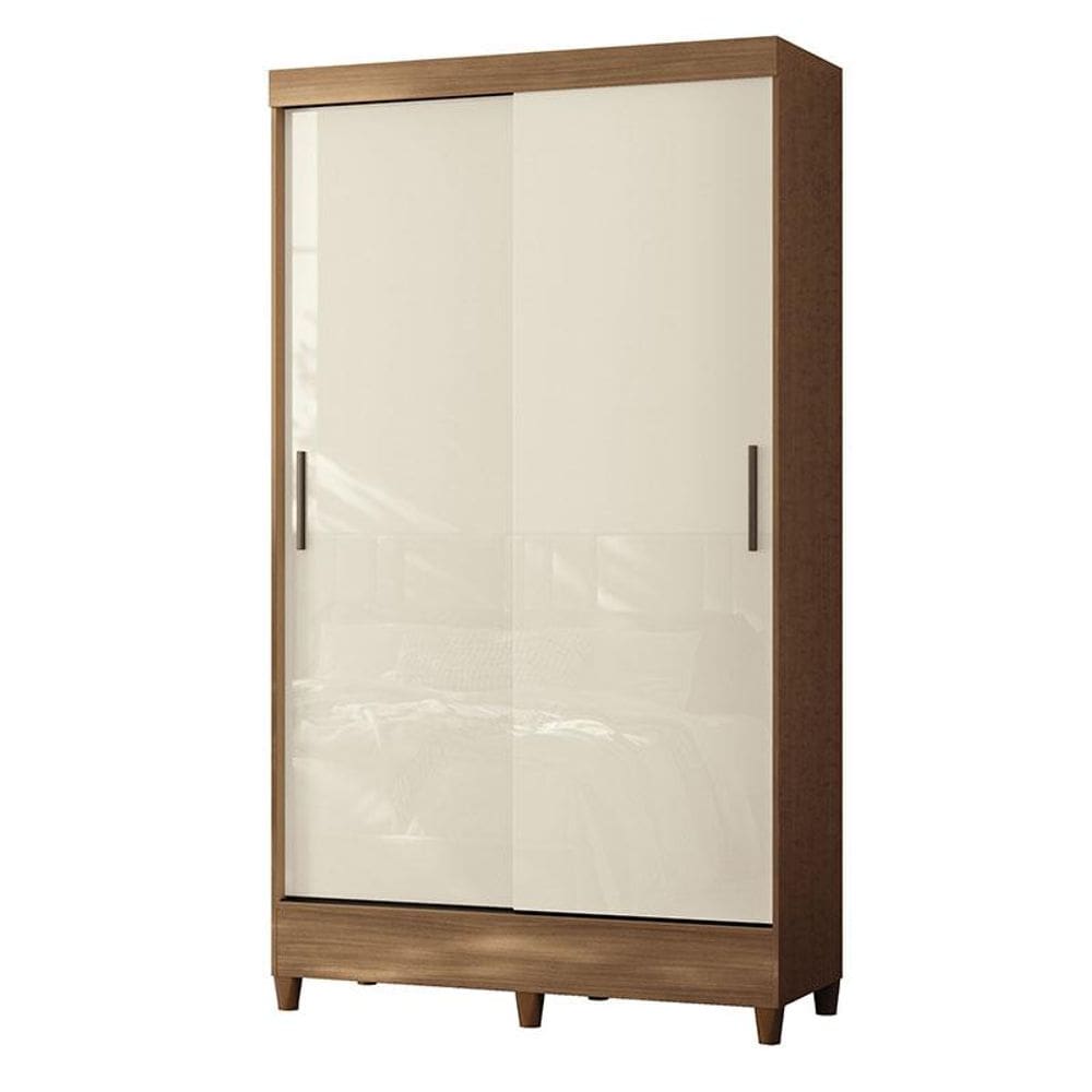 Guarda Roupa Solteiro 2 Portas de Correr com Pés Fit Jequitibá Off Acetinado - Santos Andirá