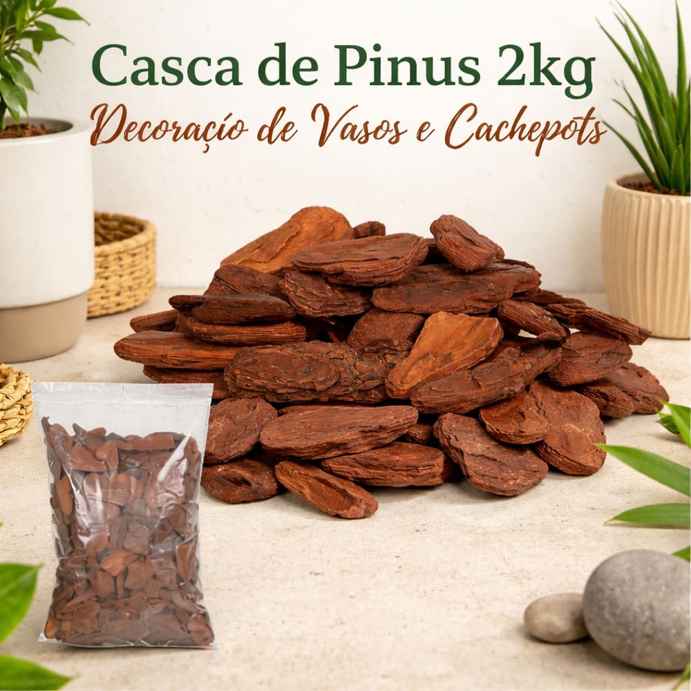 Casca de Pinus 2kg Decoração de Vasos e Cachepots