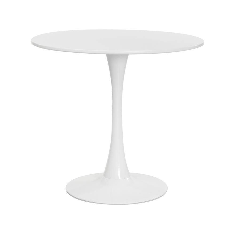Mesa Saarinen Tulipa Redonda 80Cm Tampo Madeira Branca