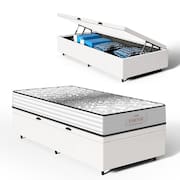 Cama Box Baú com Colchão de Molas Ensacadas Double Face Essence Probel Solteiro 88cm