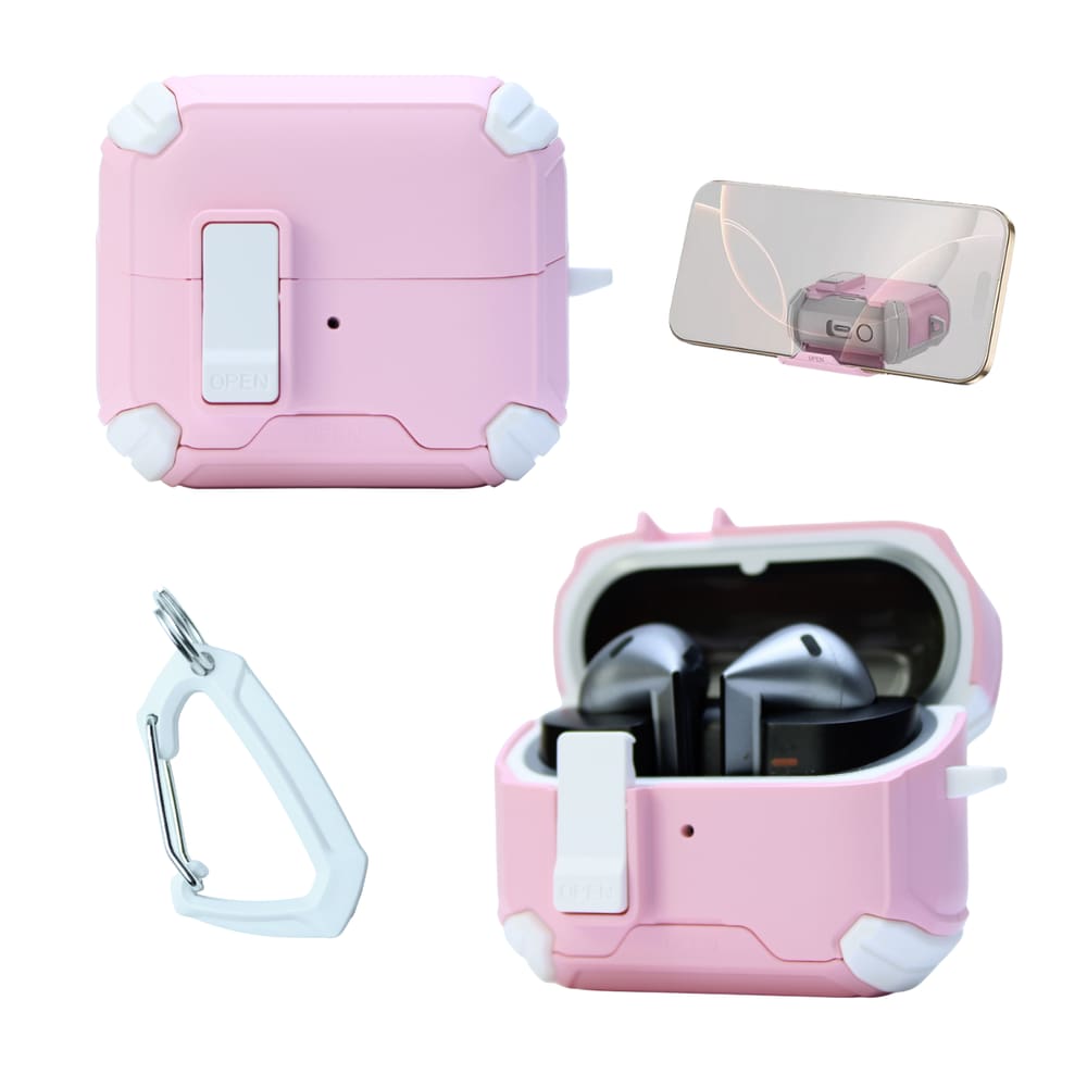 Capa Protetora Airtrek Nerdcase para Samsung Galaxy Buds 3, Buds Pro 3, Buds3 FE, Suporte Adaptado, Rosa