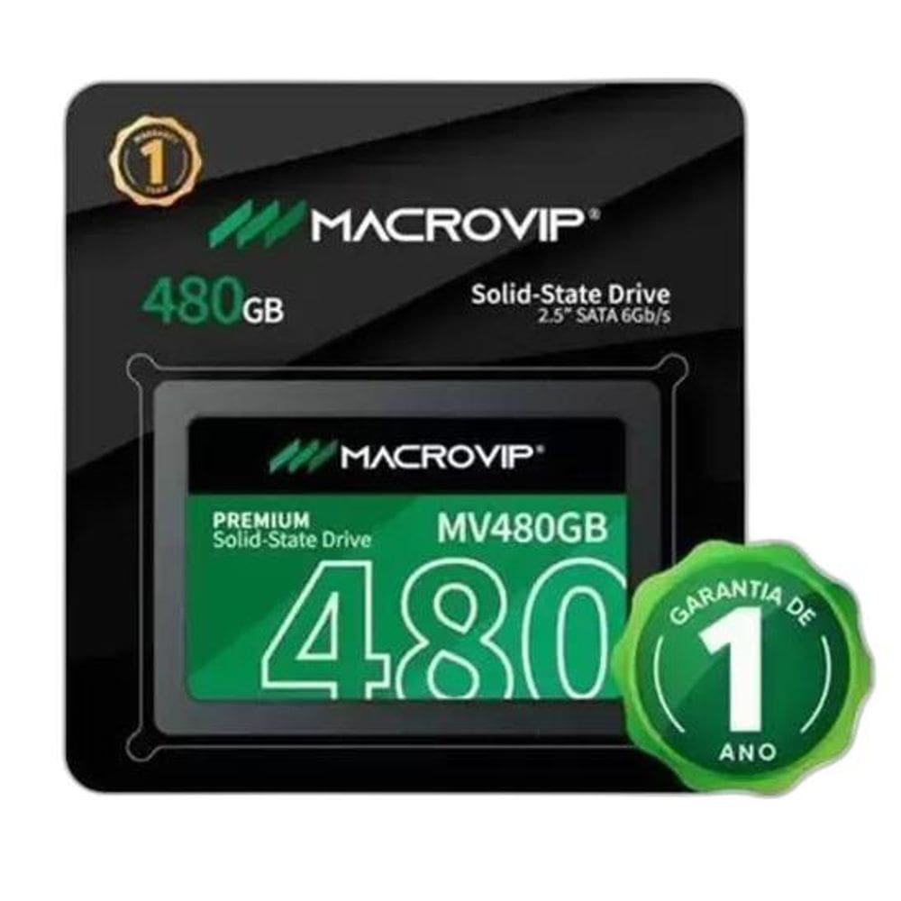 Ssd 480Gb Sata Leitura 520Mb/S Gravação 450Mb/S - Macrovip