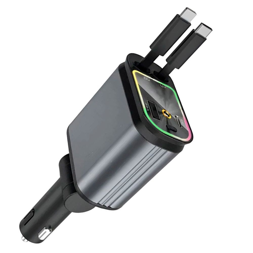 Carregador Automotivo Retratil Turbo USB Carro Veicular Caminhao Suvs Caminhonete Projetor Teto Tablet Celular Smartphon