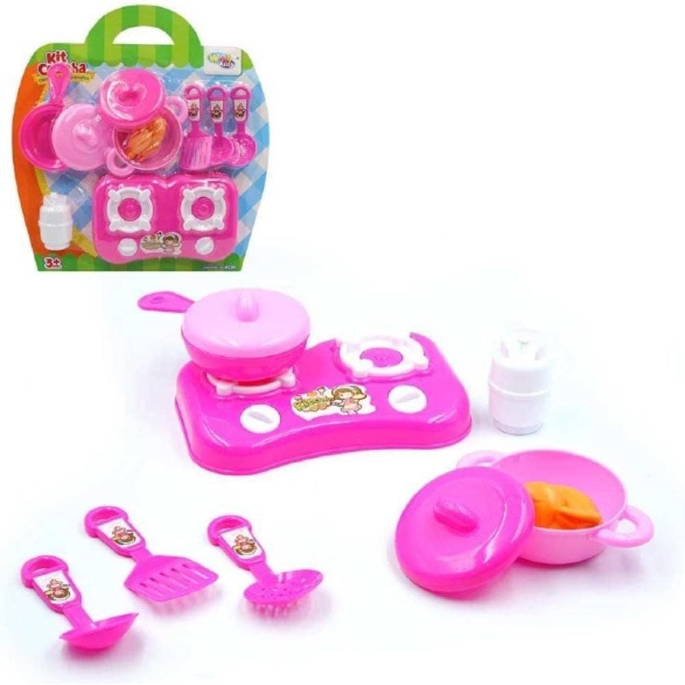 Kit Cozinha Completo Acessorios Rosa Meninas Com Fogao Panela Utensilios Talheres Infantil