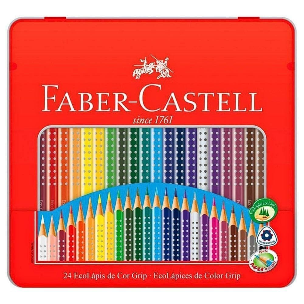 Lápis De Cor Grip 24 Cores Lata Faber-castell