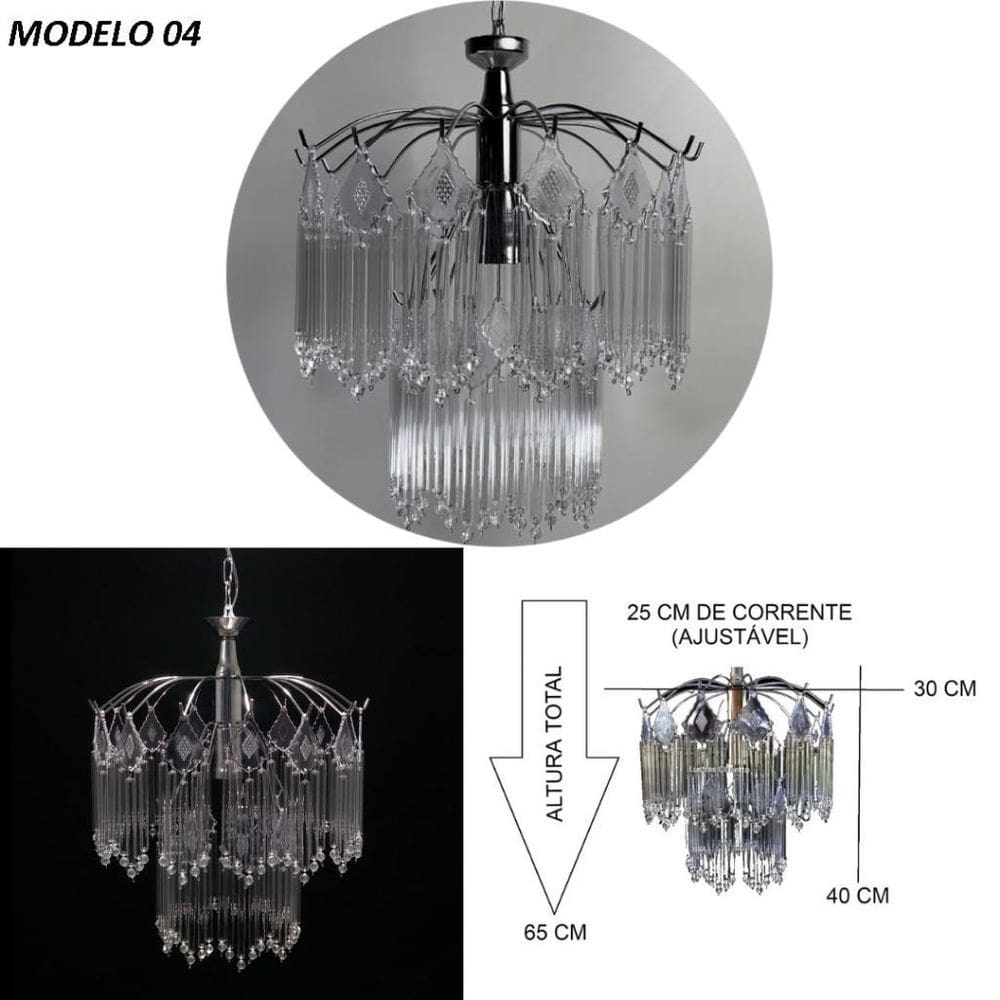 Lustres Pendente De Cristal Vidro Para Sala/Quarto