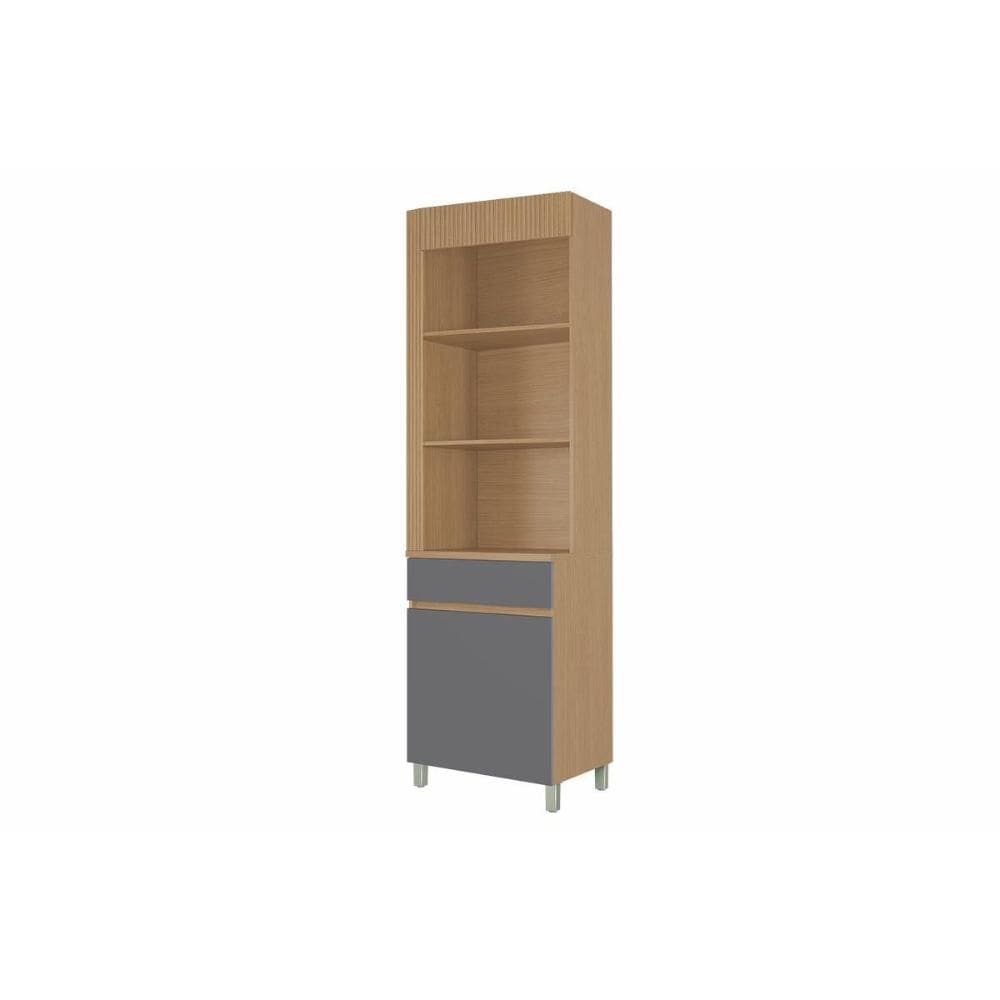 Paneleiro Cozinha Nesher Realeza 1 Porta 1 Gaveta 65cm Carvalho/Titânio