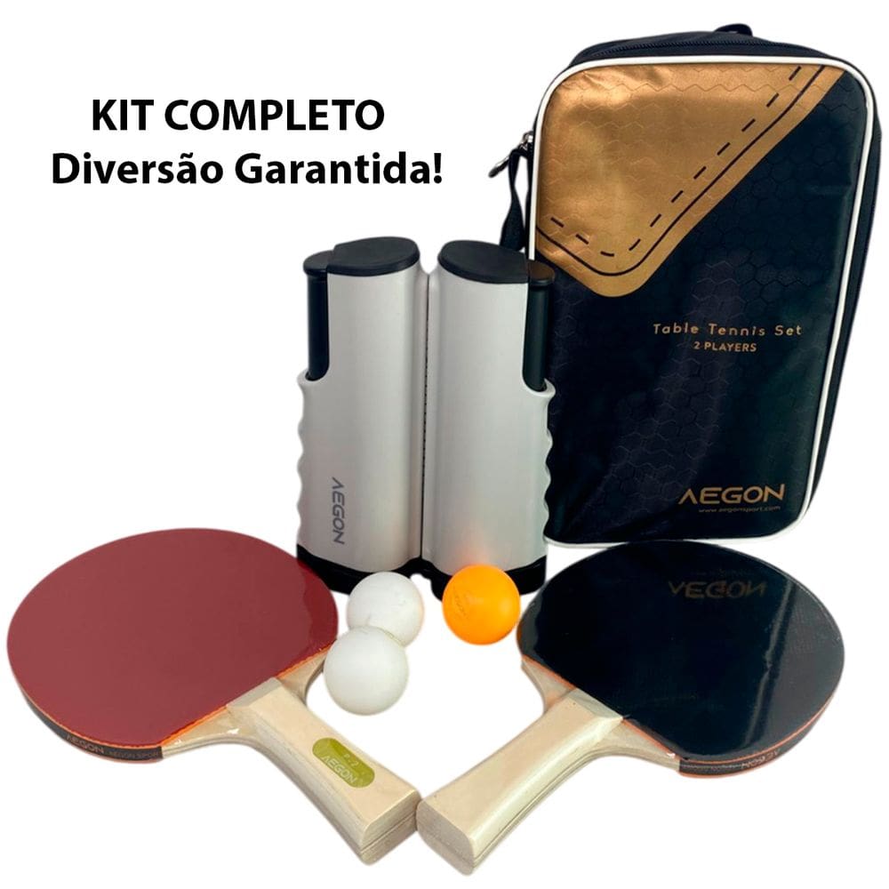 Kit Raquete Ping Ping Rede Retratil Tenis Mesa Conjunto Completo Treino Competiçao Diversao Lazer Esporte Portatil