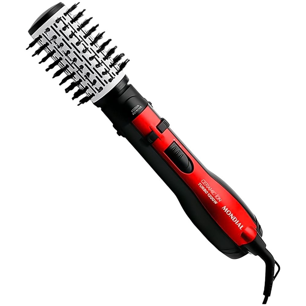 Escova Rotativa Mondial ER-09 110V 1200W Cerâmica Íon Turbo 5 em 1 Modela Alisa Seca