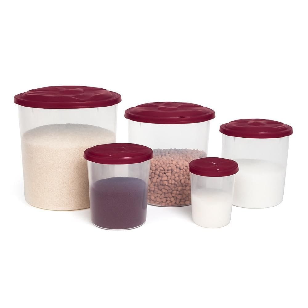 Kit 5 Potes Porta Mantimentos Grande Arroz Feijao Sal Acucar Multiuso Organizador Alimentos Plastico Freezer Com Tampa B