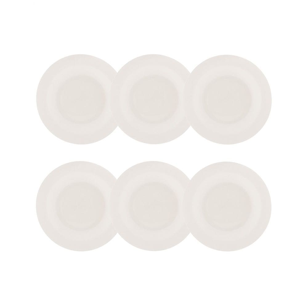 Cj 6 Pratos Fundos de Porcelana Branca Clean 23,5cm Lyor