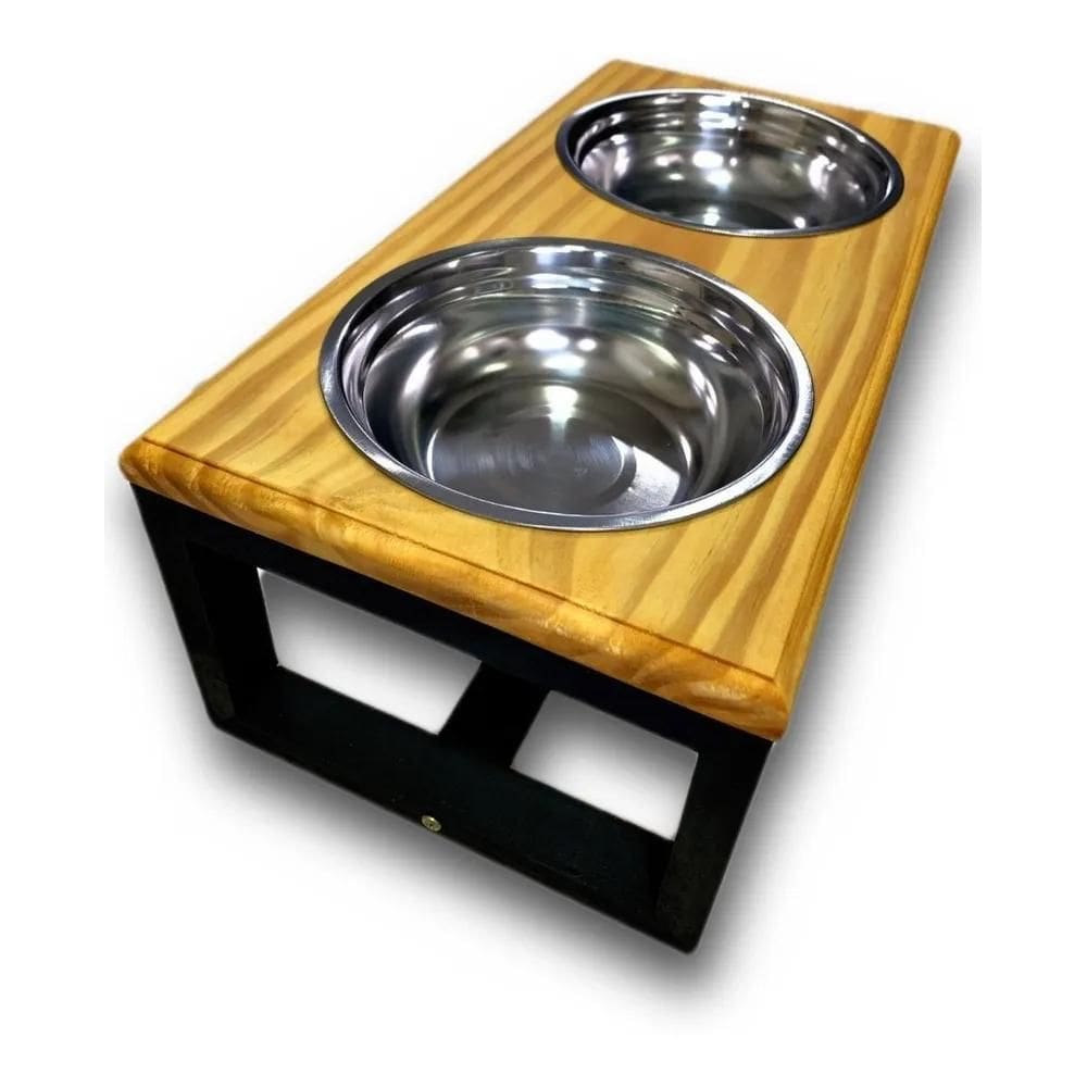 2X Comedouro Alto Duplo Para Cachorro Gato - Tamanho M