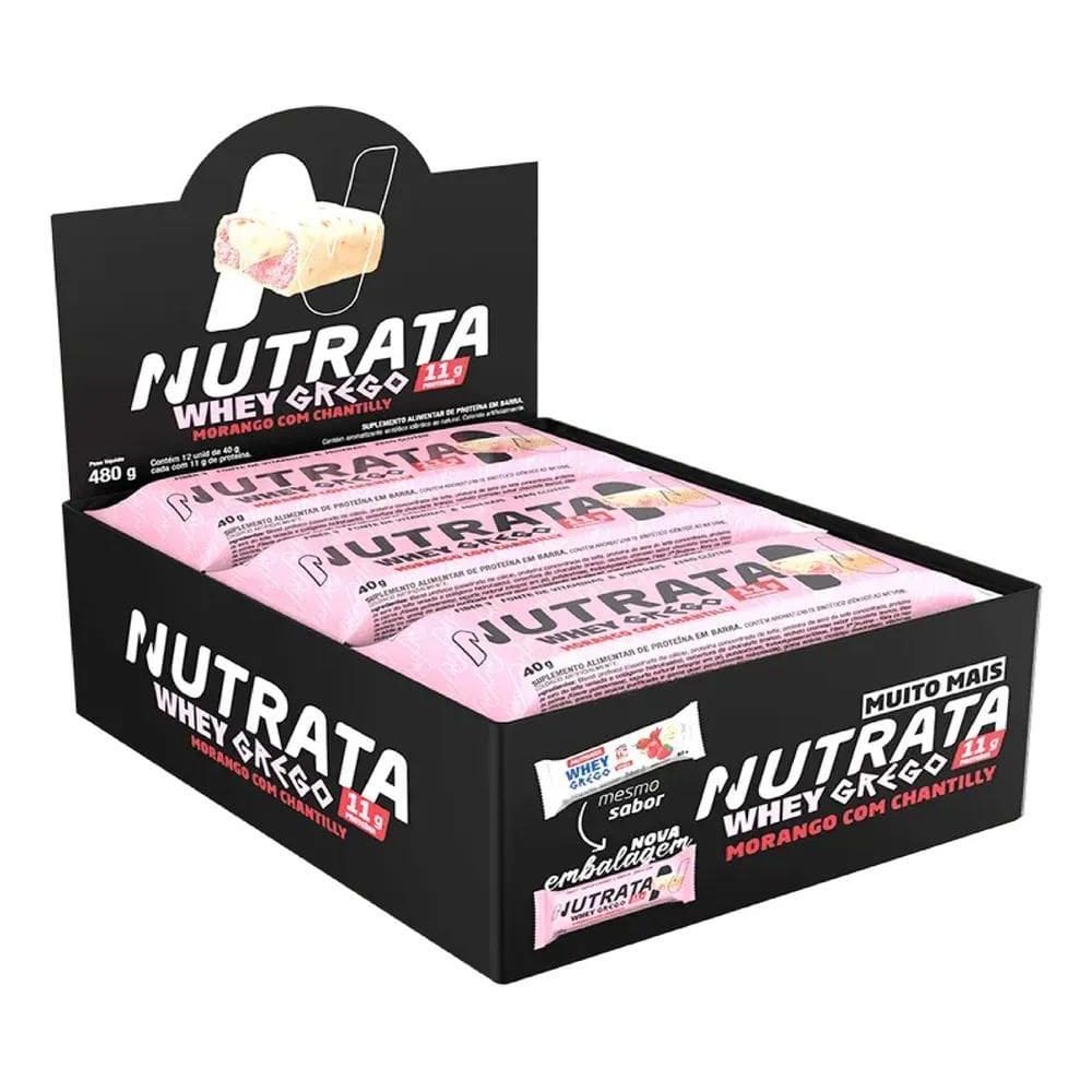 2X Barra De Proteina Whey Grego Bar 480G Sabor Morango Com C