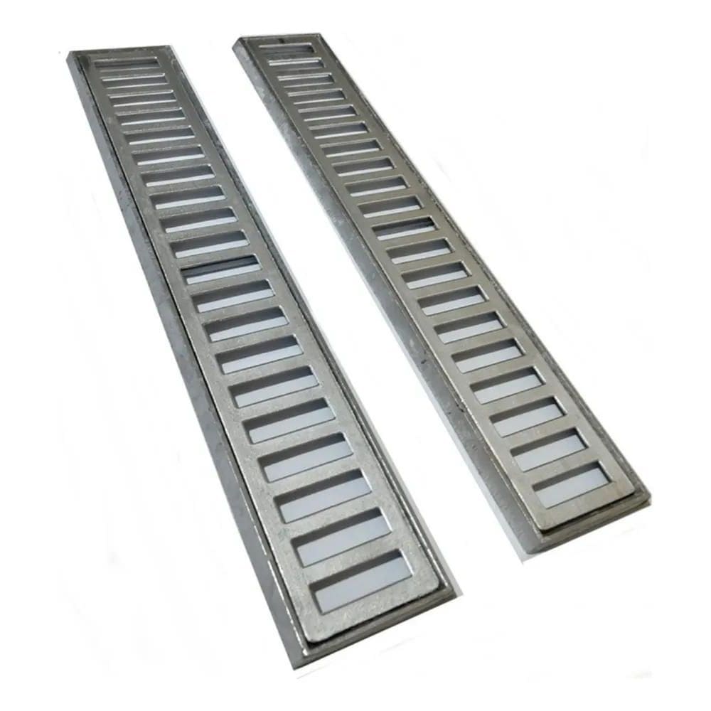 2X Ralo Linear 100X10 Grelha Alumínio  2 Peças 10X50  Piscin