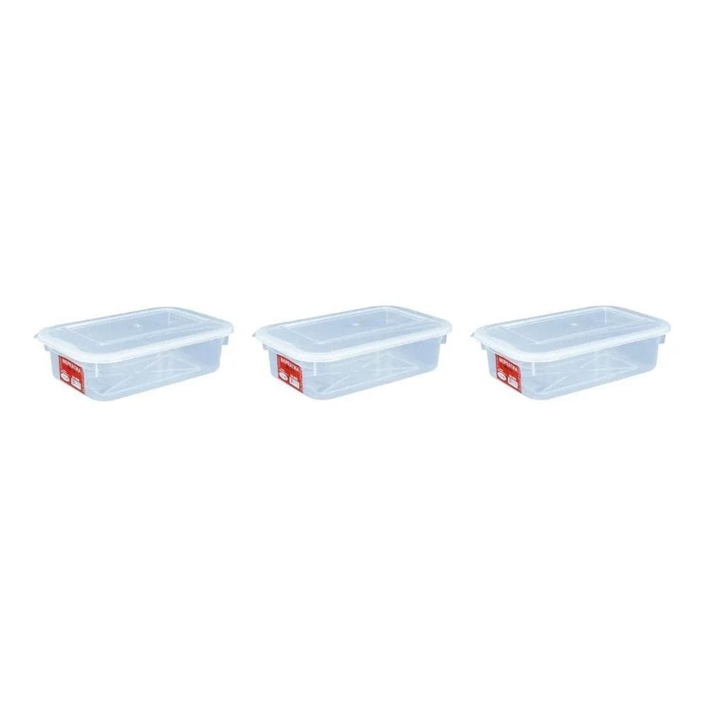 2X 3 Caixas Plásticas Com Tampa Transparente Multi Uso 1,3 L