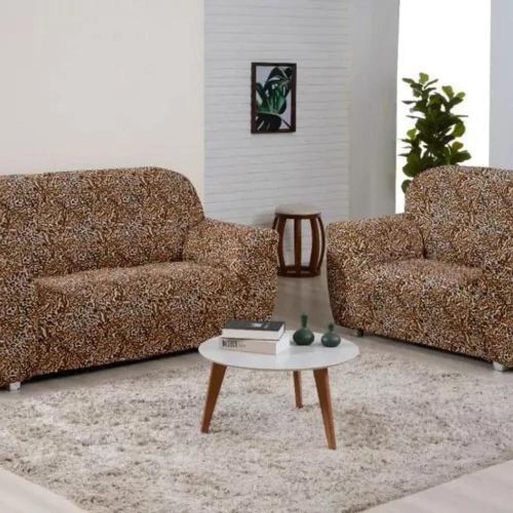 2X Capa Para Sofá Estampada 2 E 3 Lugares Com 9 Fixadores Co