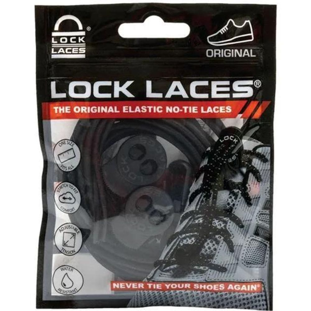 2X Cadarço Elástico Lock Laces Preto Liso