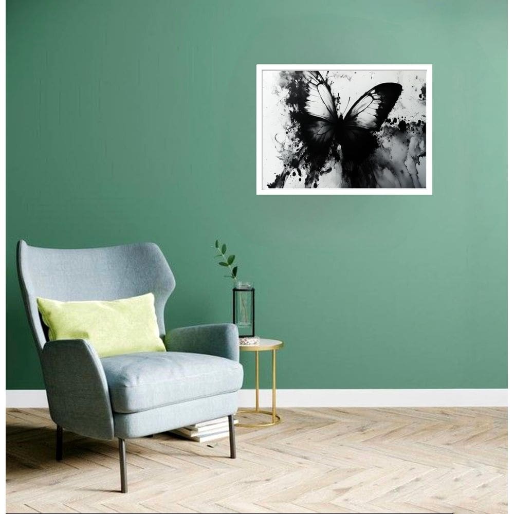 Quadro Decorativo Borboleta Monocromática - 50X70Cm