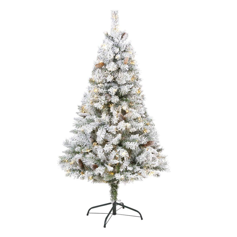 Árbol de Navidad Artificial Blanco Nevado Casi Natural de 1.5 m con Luces