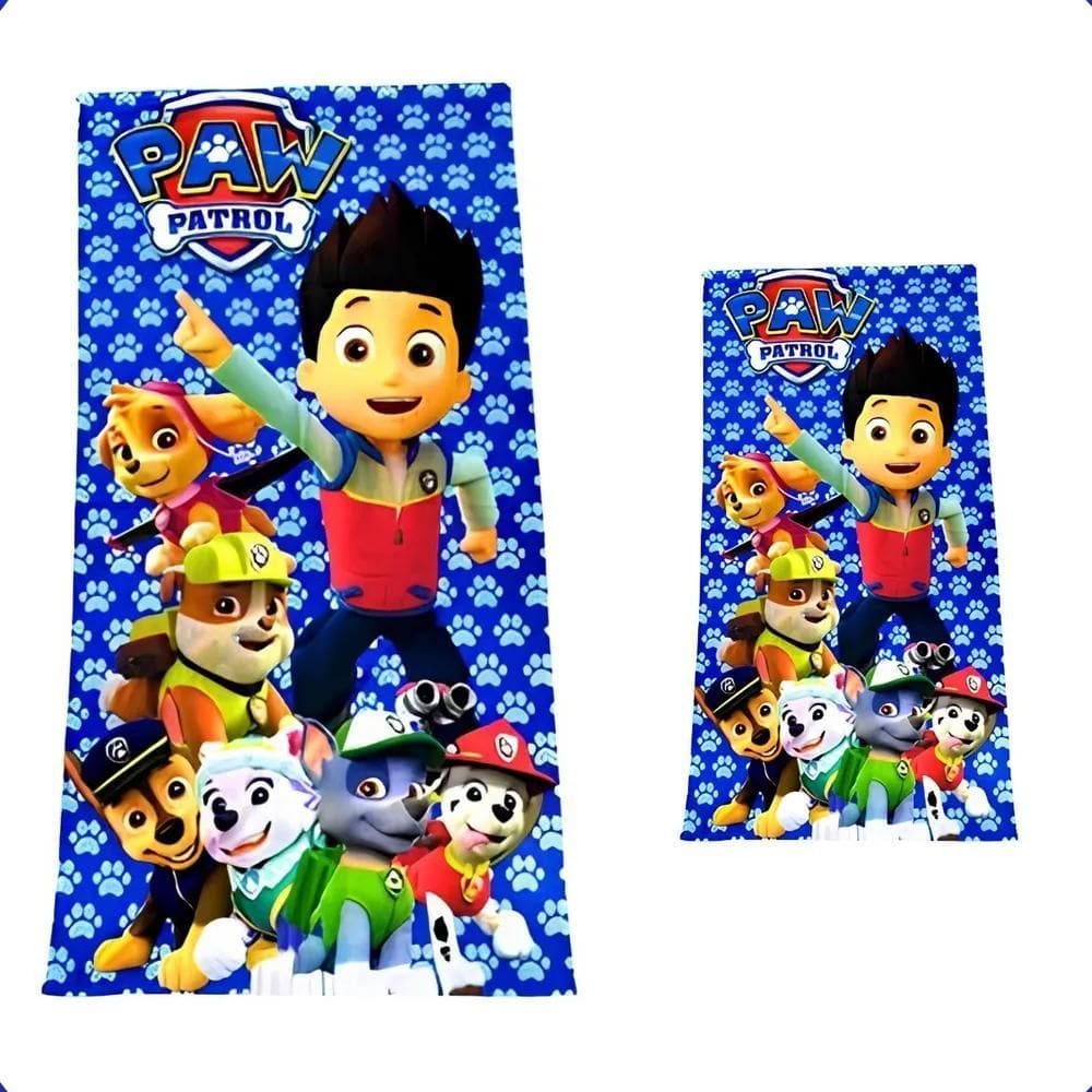 2X Toalha Infantil De Banho E Rosto Algodão Patrulha Canina