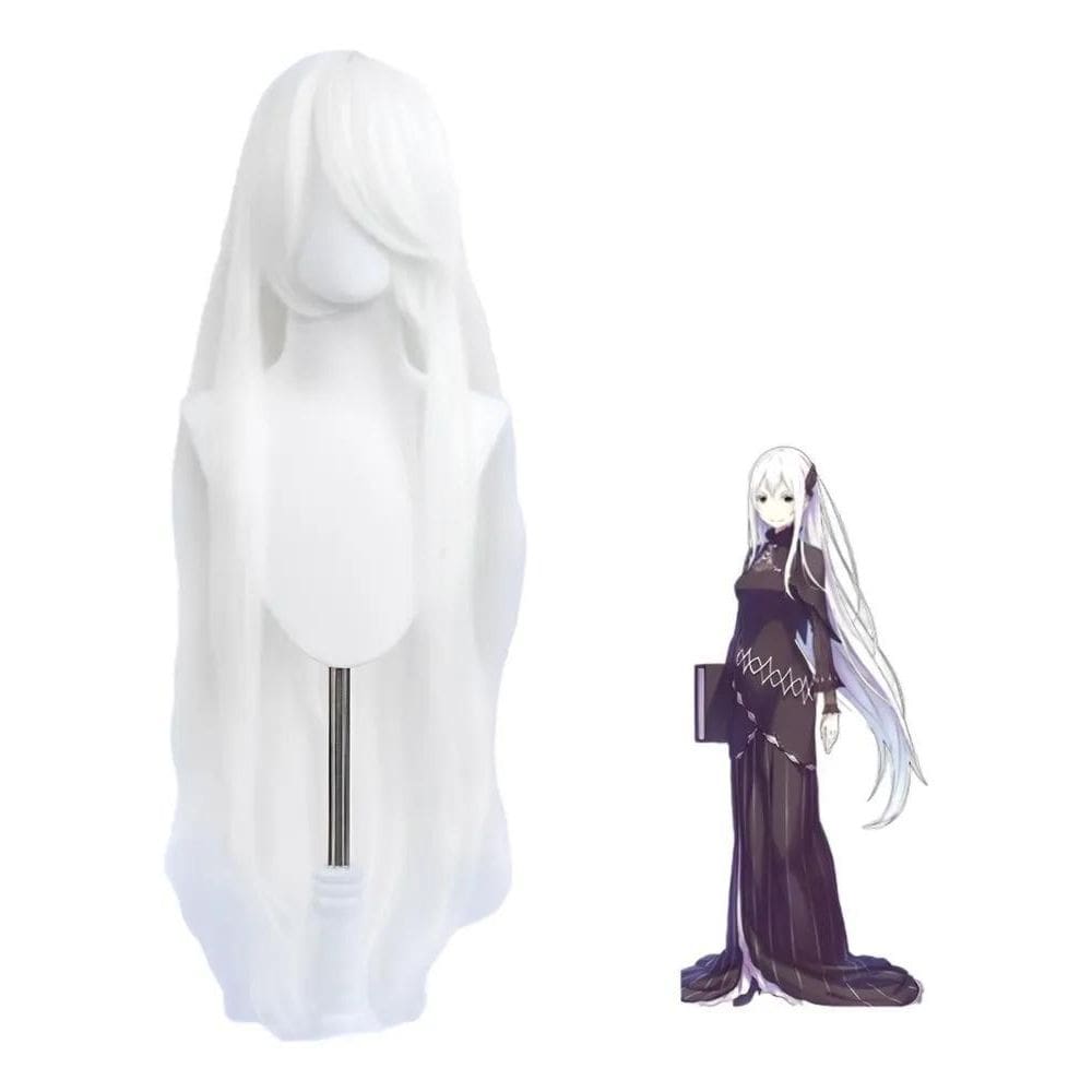 2X Peruca Anime Cosplay Branca 1 Metro + Wig Cap Tamanho Da