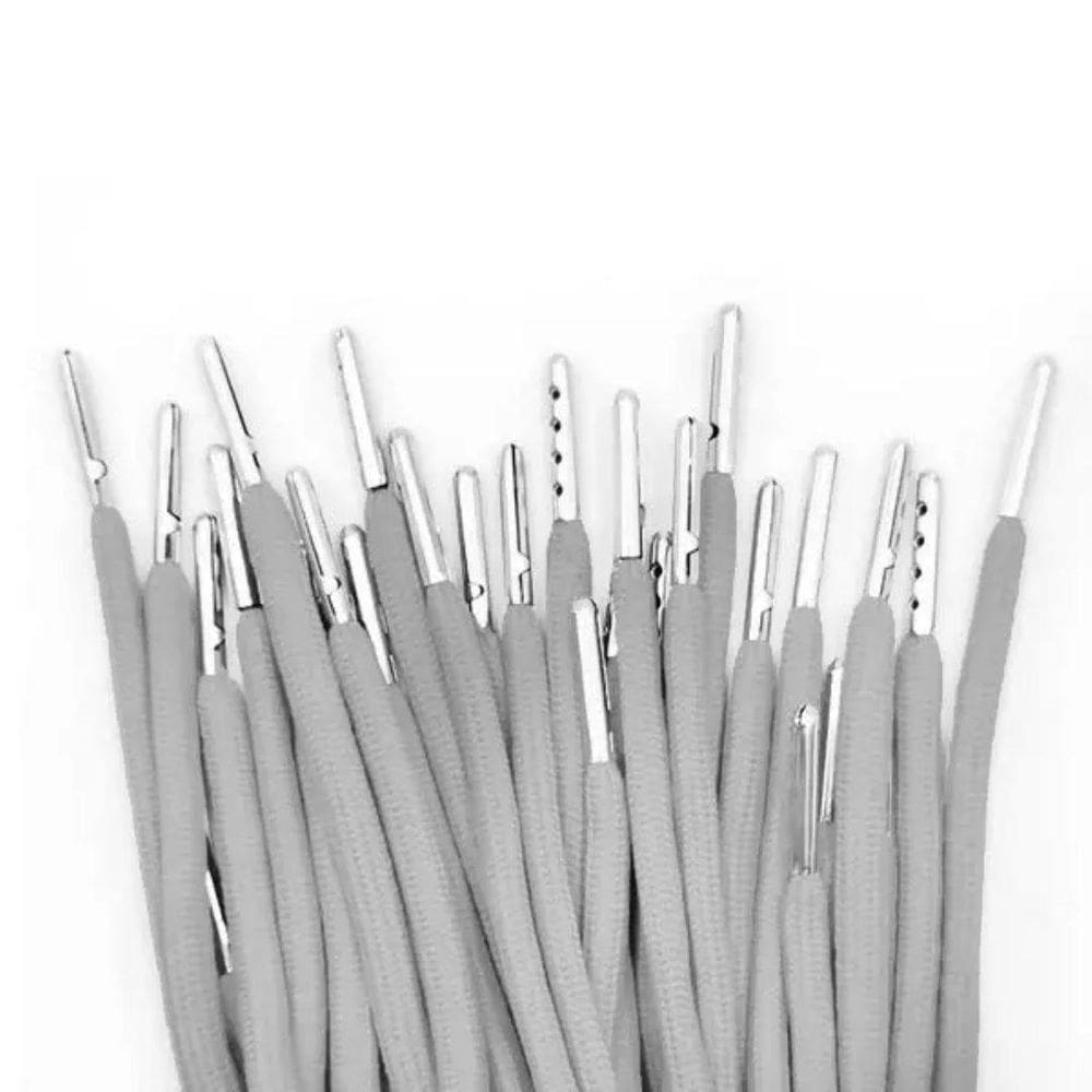 Cadarço Roliço Com Ponteira De Metal 1.5 Metros Com 10 Unidades Cinza