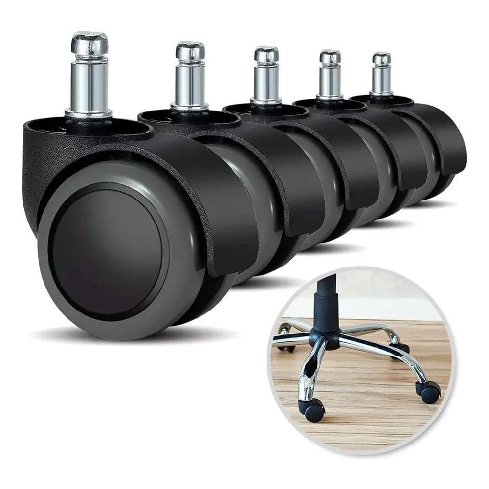 2X Kit 5 Rodízios Rodinhas Cadeira De Escritório Gamer Silic