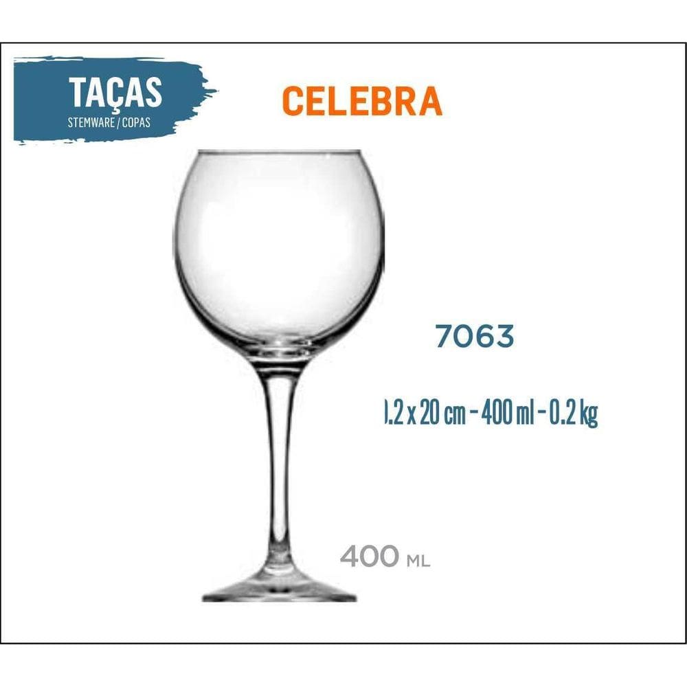 06 Taças Celebra 400Ml - Vinho Tinto Rosé Branco Água