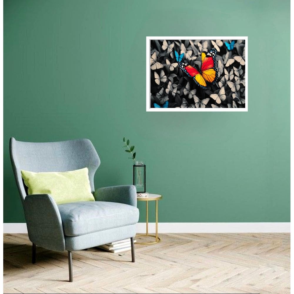 Quadro Decorativo Borboleta Fundo Borboletas - 50X70Cm