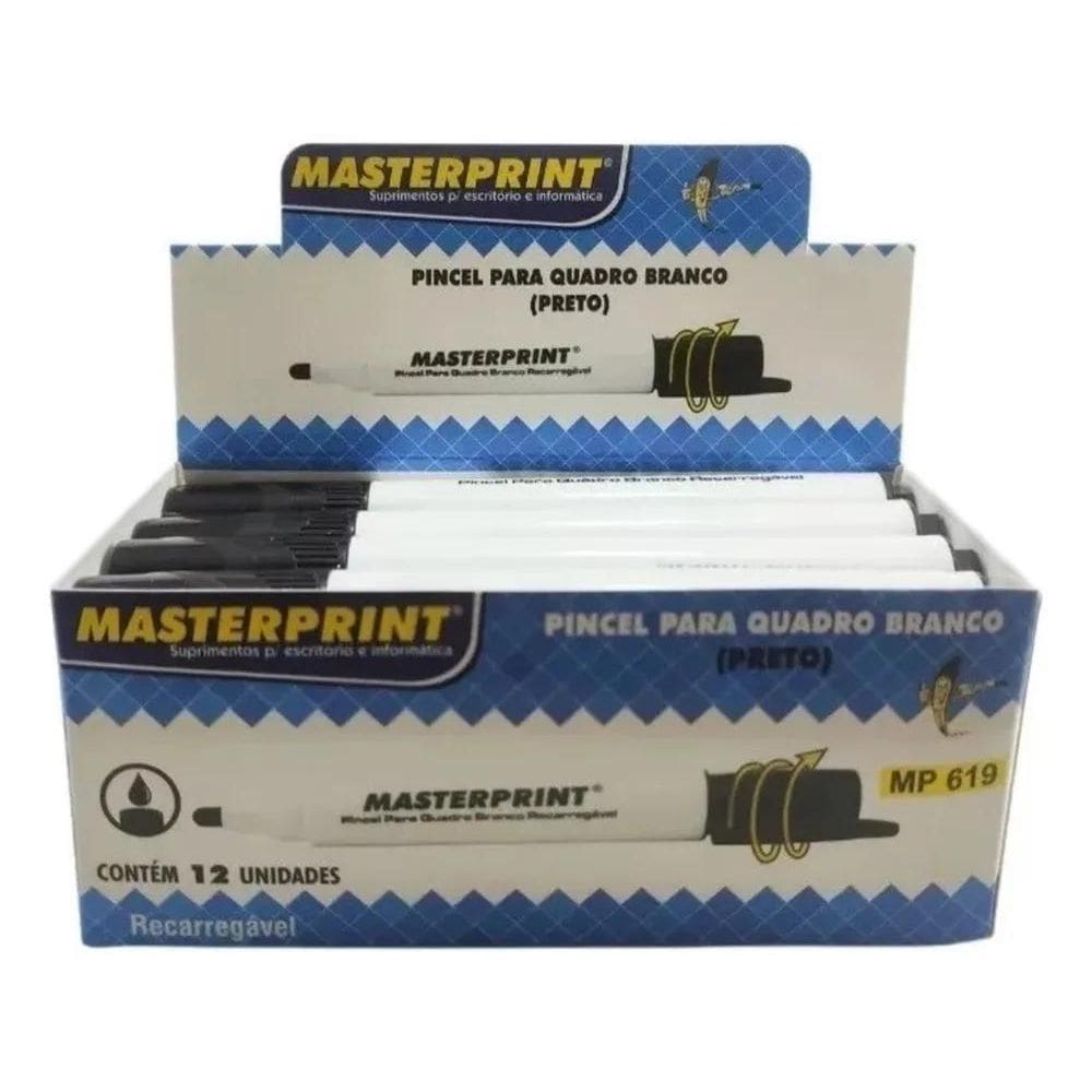 2X 12 Caneta Pincel Quadro Branco Mp 619 - Masterprint Cor P