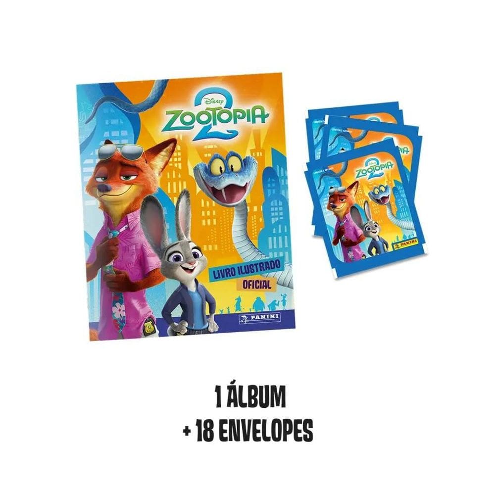 Zootopia 2- Álbum Capa Cartão + 18 Envelopes