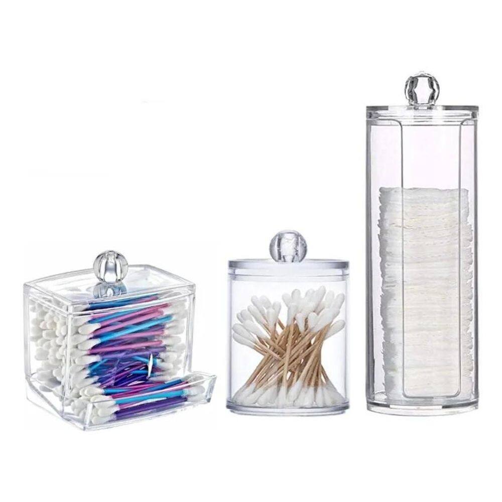 2X Conjunto Porta-Cotonetes E Algodão De 3 Peças.