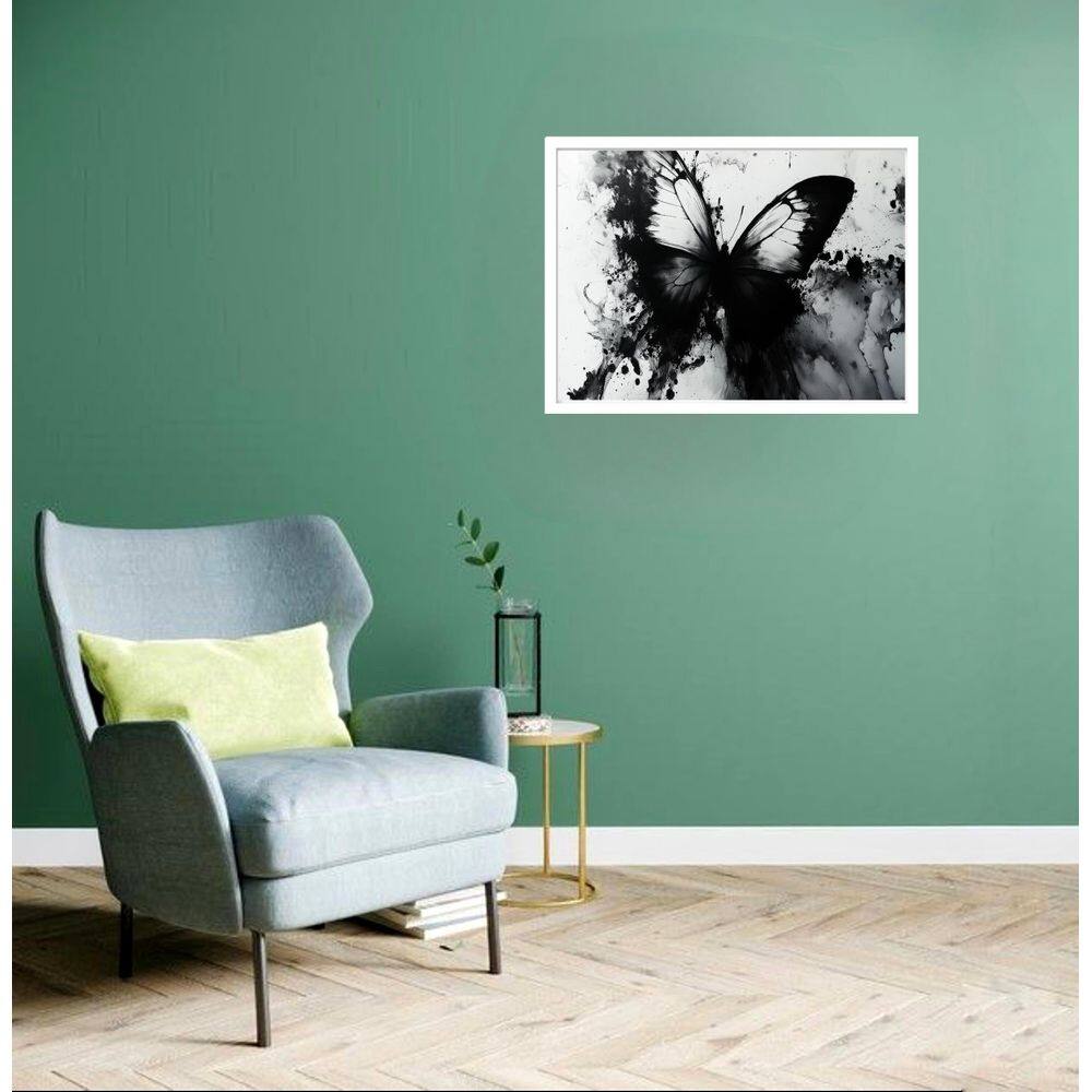 Quadro Decorativo Borboleta Monocromática - 50X70Cm