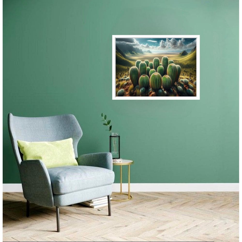 Quadro Decorativo Cactos Montanhas - 50X70Cm
