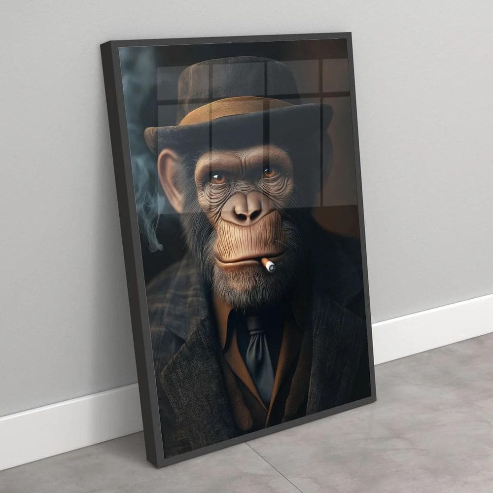 Quadro Chipanzé Gangster - 70X50Cm