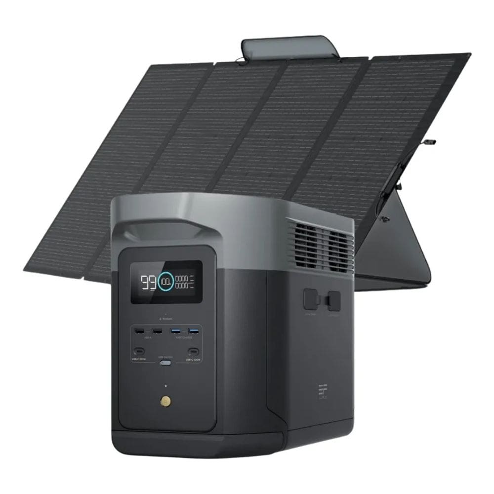 Kit Delta 2 Max 2400W, 2048Wh + Painel Solar Portátil 400W, Energia Off Grid EcoFlow