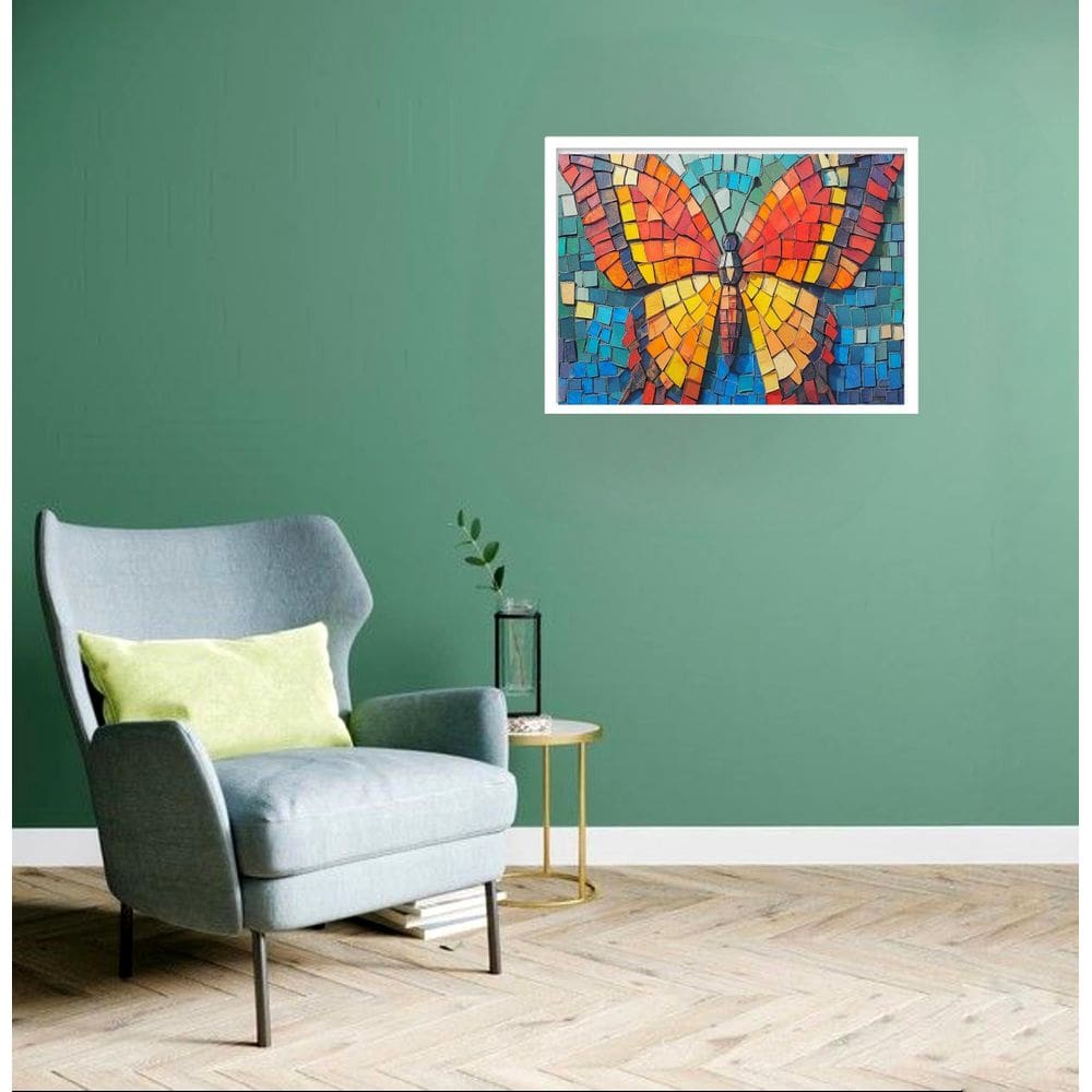 Quadro Decorativo Borboleta Mosaico - 50X70Cm