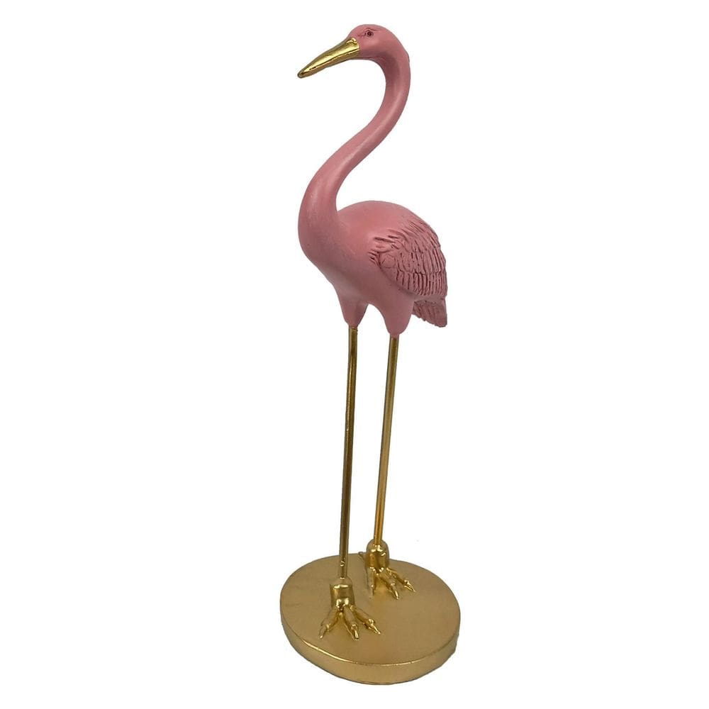 Enfeite Decorativo Cisne Rosa De Resina Para Casa 27Cm