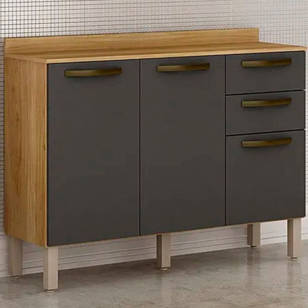 Balcao Valencia Carvalho/Grafite Salleto Moveis