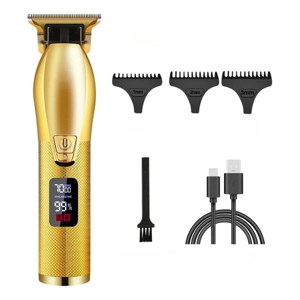 Máquina de cortar cabelo elétrica recarregável, toda em metal, barbeiro