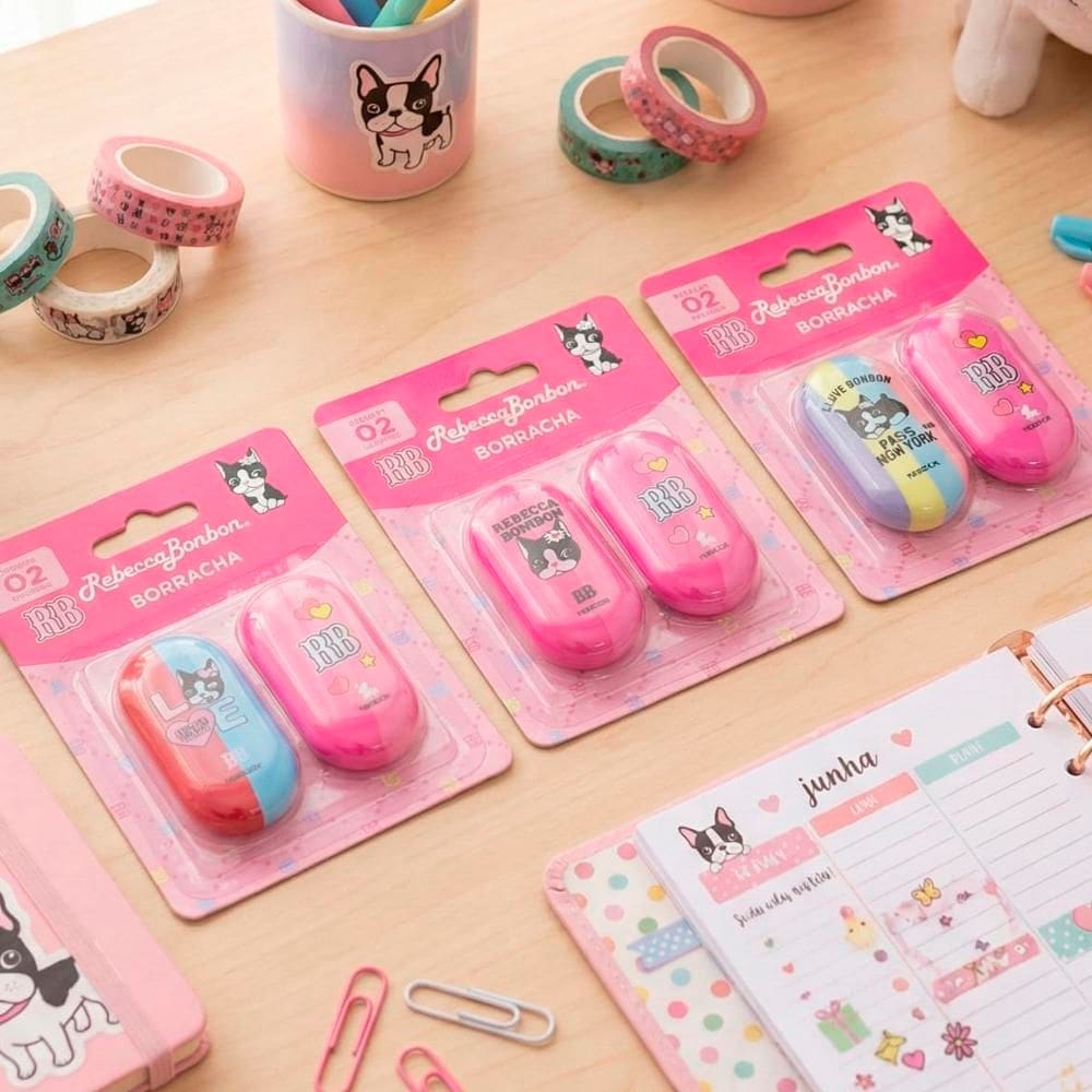 Kit C/2 Borrachas Rebecca Bonbon Material Escolar RB0201