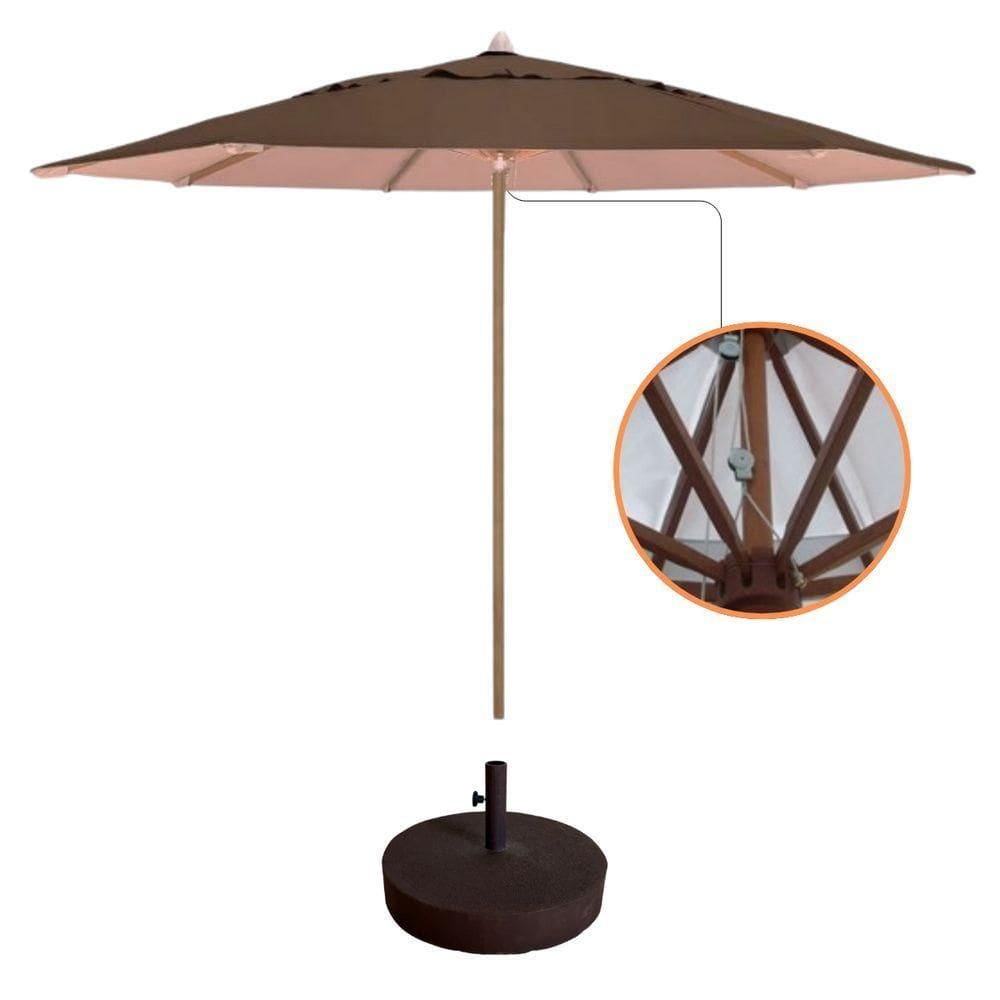 Guarda Sol Ombrelone 3,00m + Base 40kg Para Praia Piscina Jardim Marrom