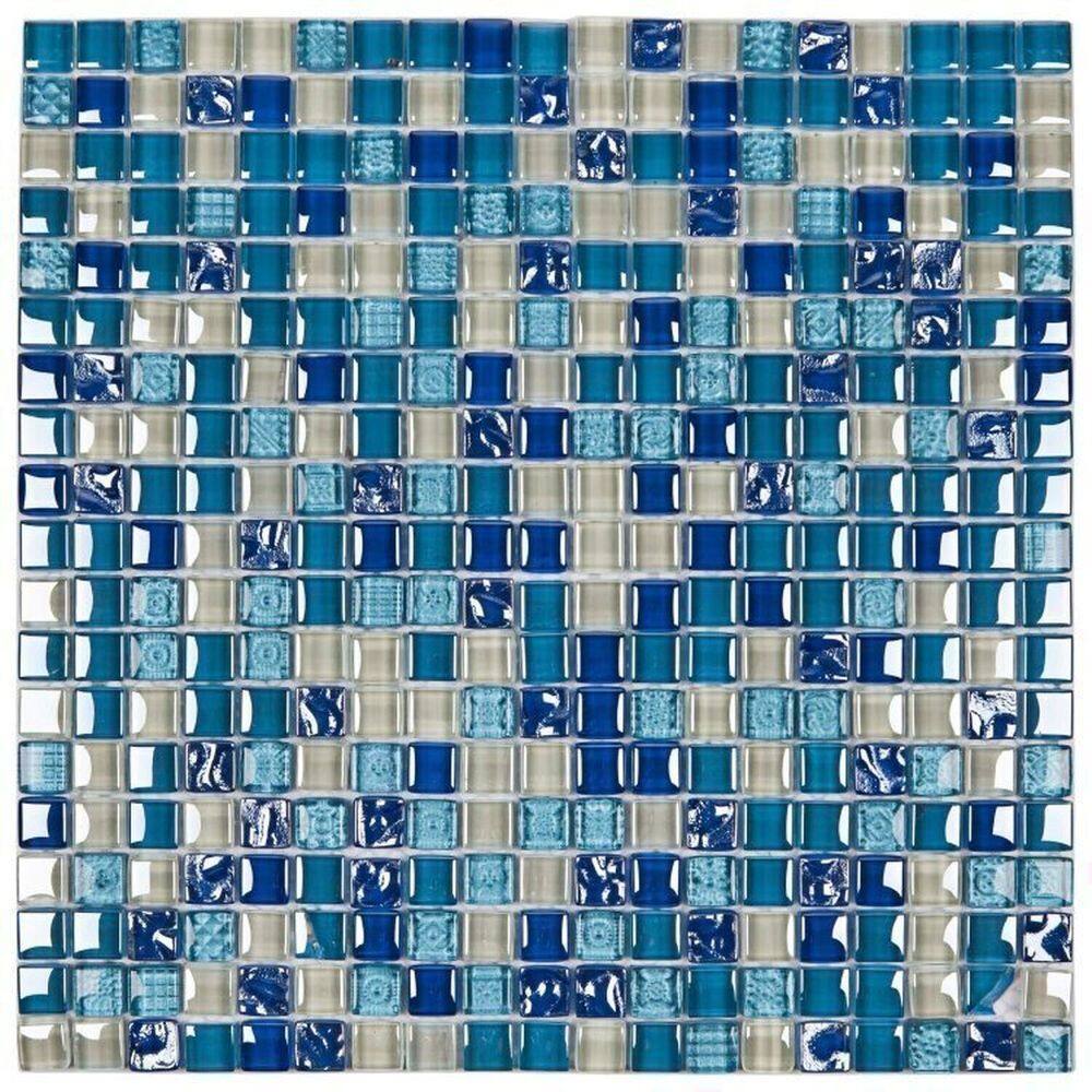 Kit 1m² Pastilha de Vidro Galiano 30cm X 30cm Azul
