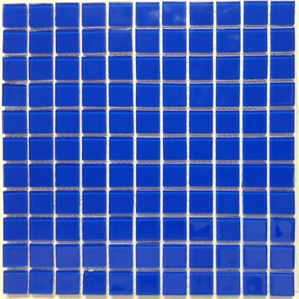 Kit 1m² Pastilha de Vidro e Cristal 30cm X 30cm Azul