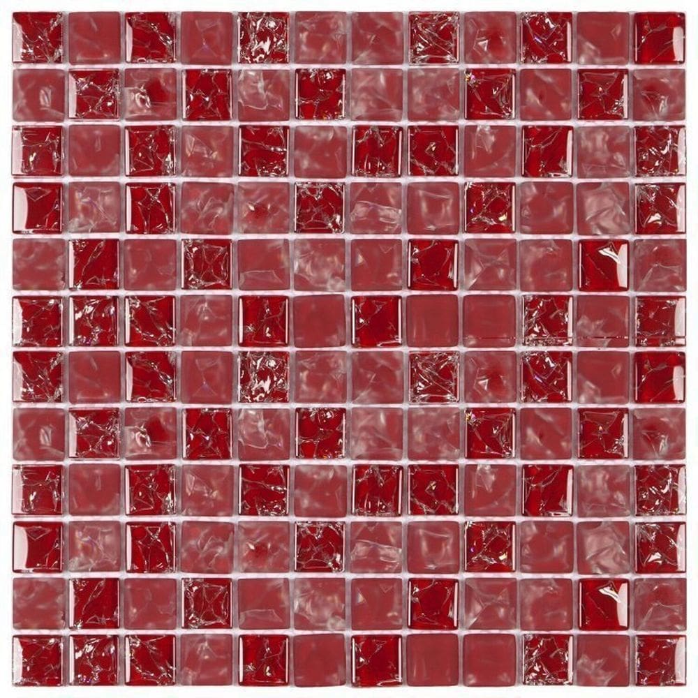 Kit 1m² Pastilha de Vidro Ice 30cm X 30cm Vermelha