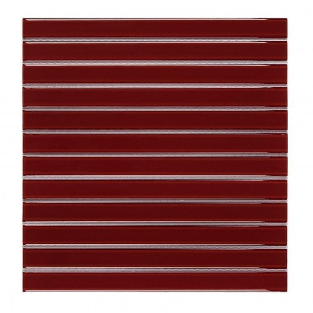 Kit 1m² Pastilha de Vidro Lisa 30cm X 30cm Vermelha