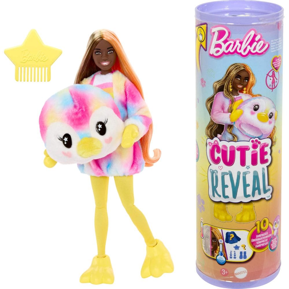 Boneca Barbie Cutie Reveal Color Dream com fantasia de pinguim